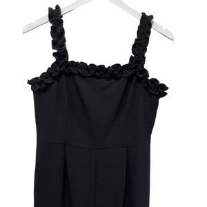 CHELSEA28‎ Womens pants jumpsuit 10 black ruffle straps whimsigoth fairy fitted